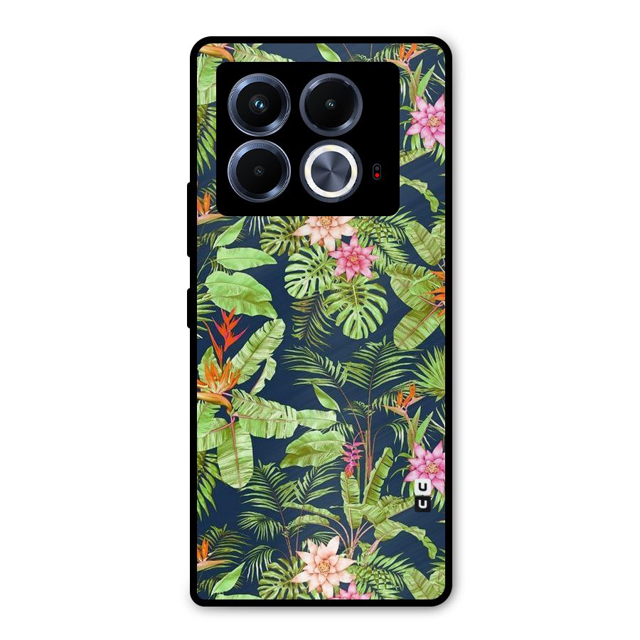 Tiny Flower Leaves Metal Back Case for Infinix Note 40 5G