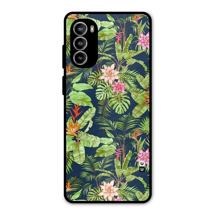 Tiny Flower Leaves Metal Back Case for Moto G52