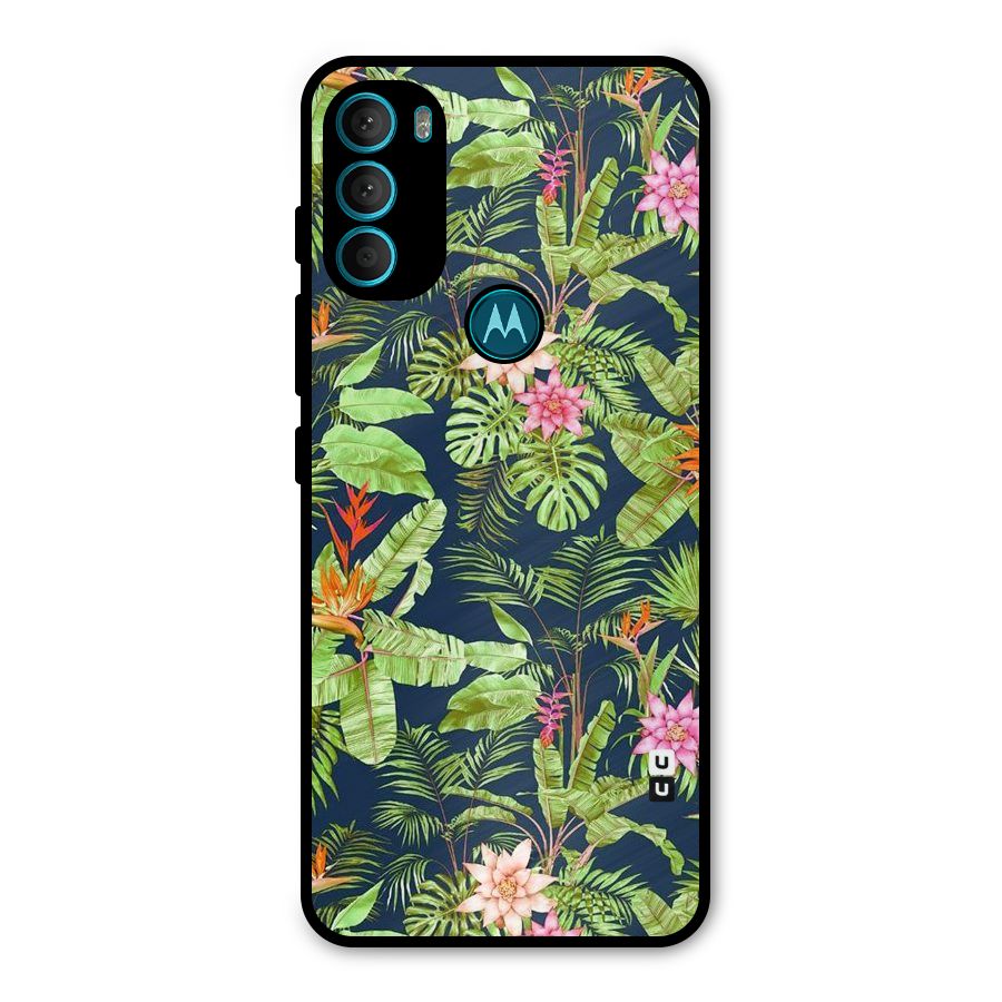 Tiny Flower Leaves Metal Back Case for Moto G71 5G