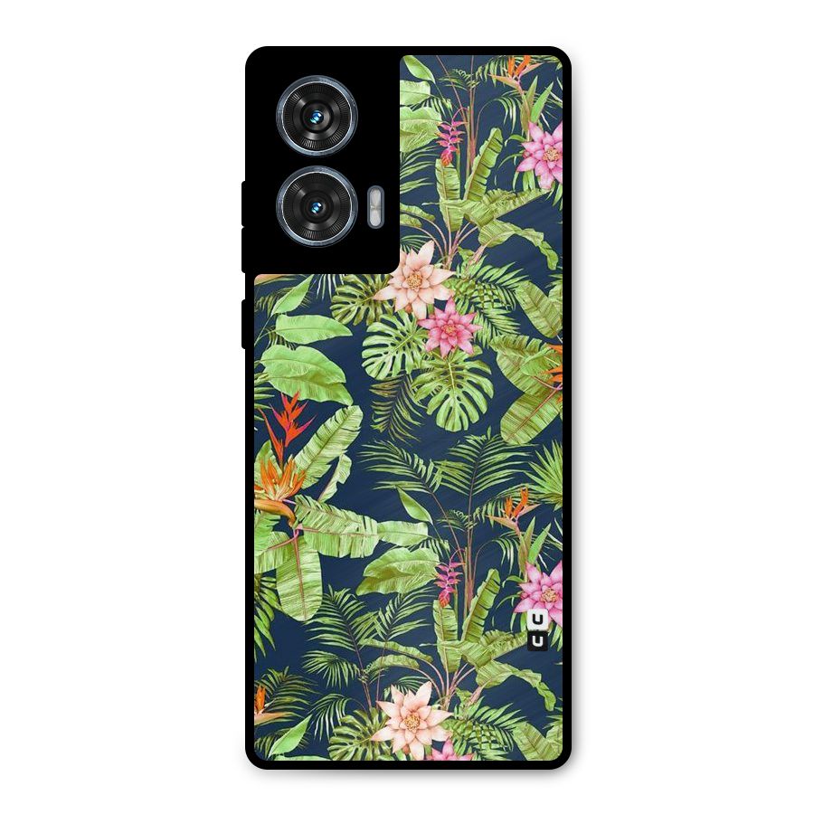 Tiny Flower Leaves Metal Back Case for Motorola Edge 50 Fusion