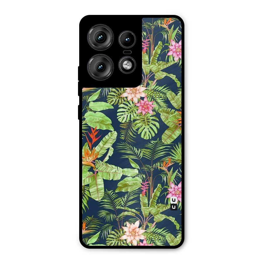 Tiny Flower Leaves Metal Back Case for Motorola Edge 50 Pro