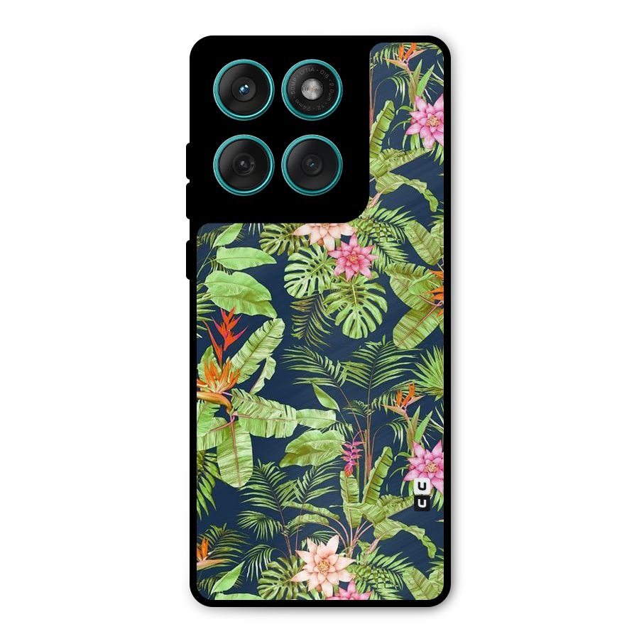 Tiny Flower Leaves Metal Back Case for Motorola Edge 60 Fusion