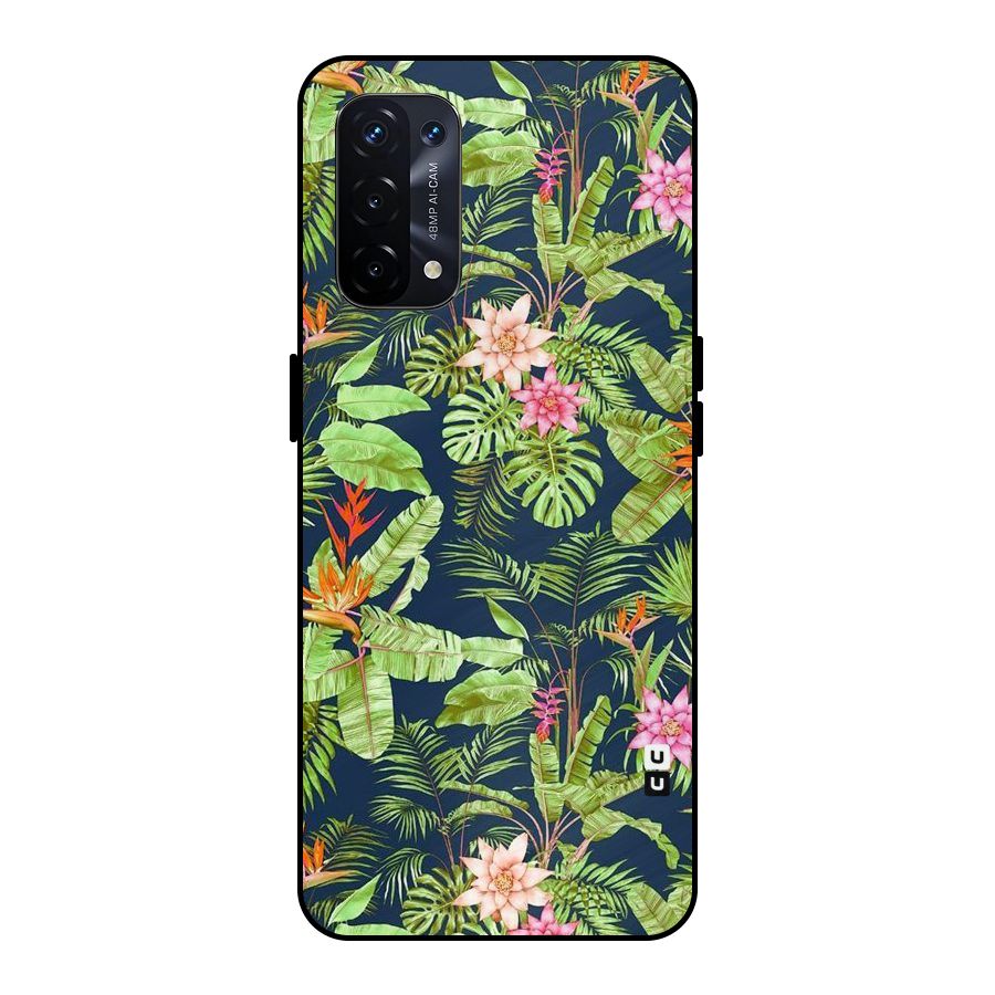 Tiny Flower Leaves Metal Back Case for Oppo A74 5G