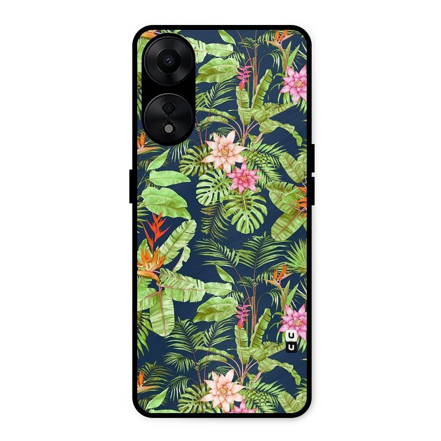Tiny Flower Leaves Metal Back Case for Oppo A78 5G