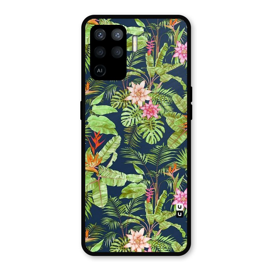 Tiny Flower Leaves Metal Back Case for Oppo F19 Pro