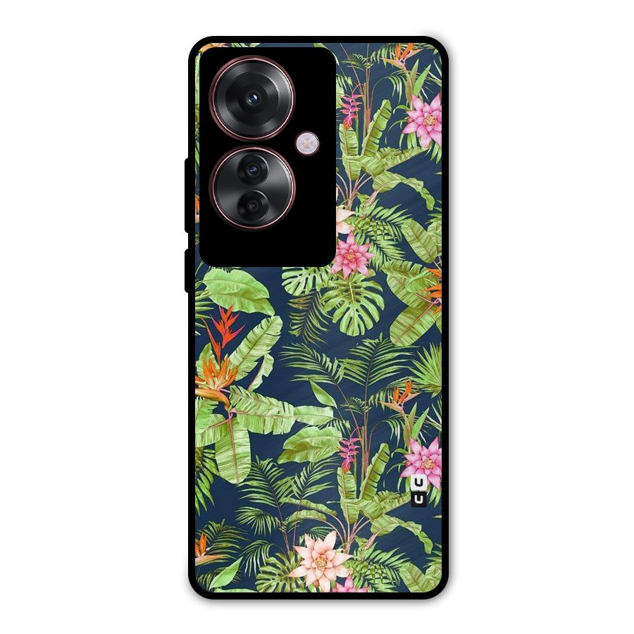 Tiny Flower Leaves Metal Back Case for Oppo F25 Pro