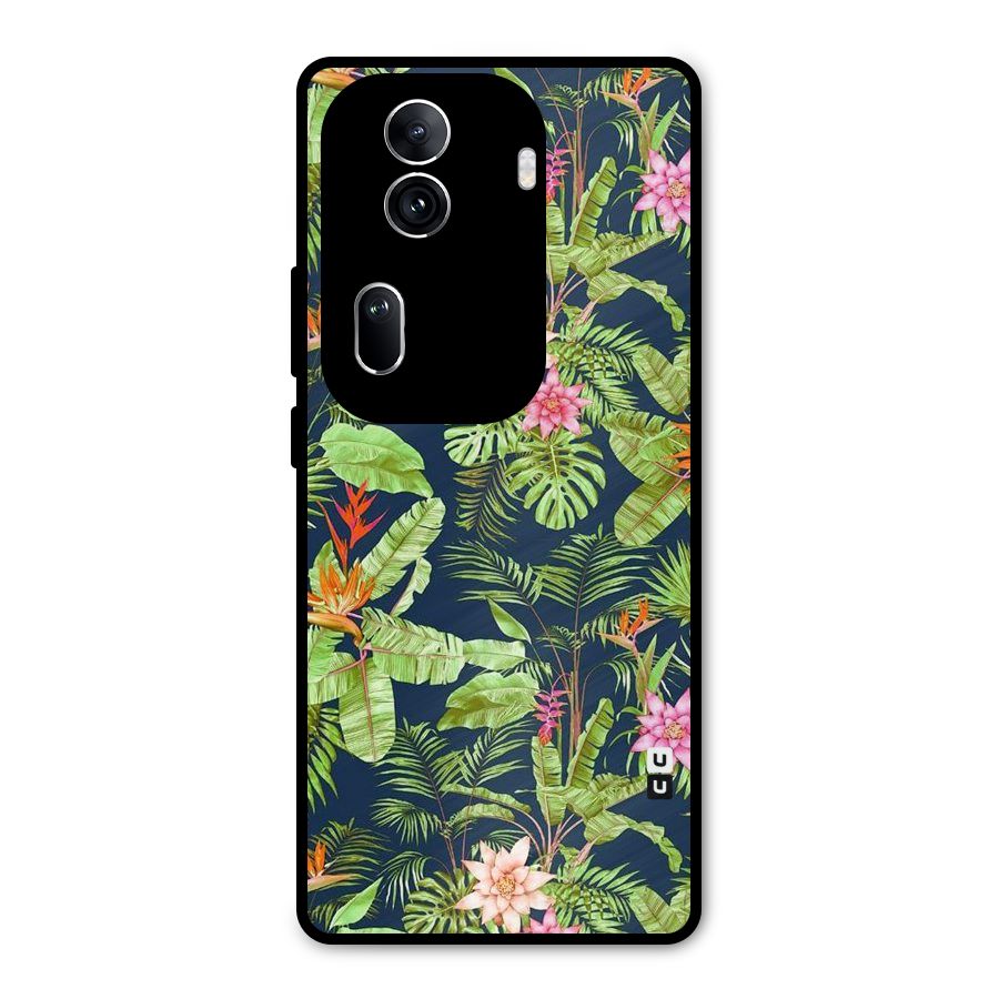 Tiny Flower Leaves Metal Back Case for Oppo Reno11 Pro 5G
