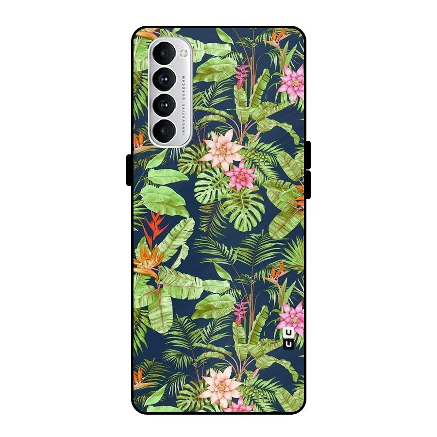 Tiny Flower Leaves Metal Back Case for Oppo Reno4 Pro