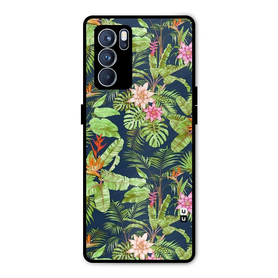Tiny Flower Leaves Metal Back Case for Oppo Reno6 Pro 5G