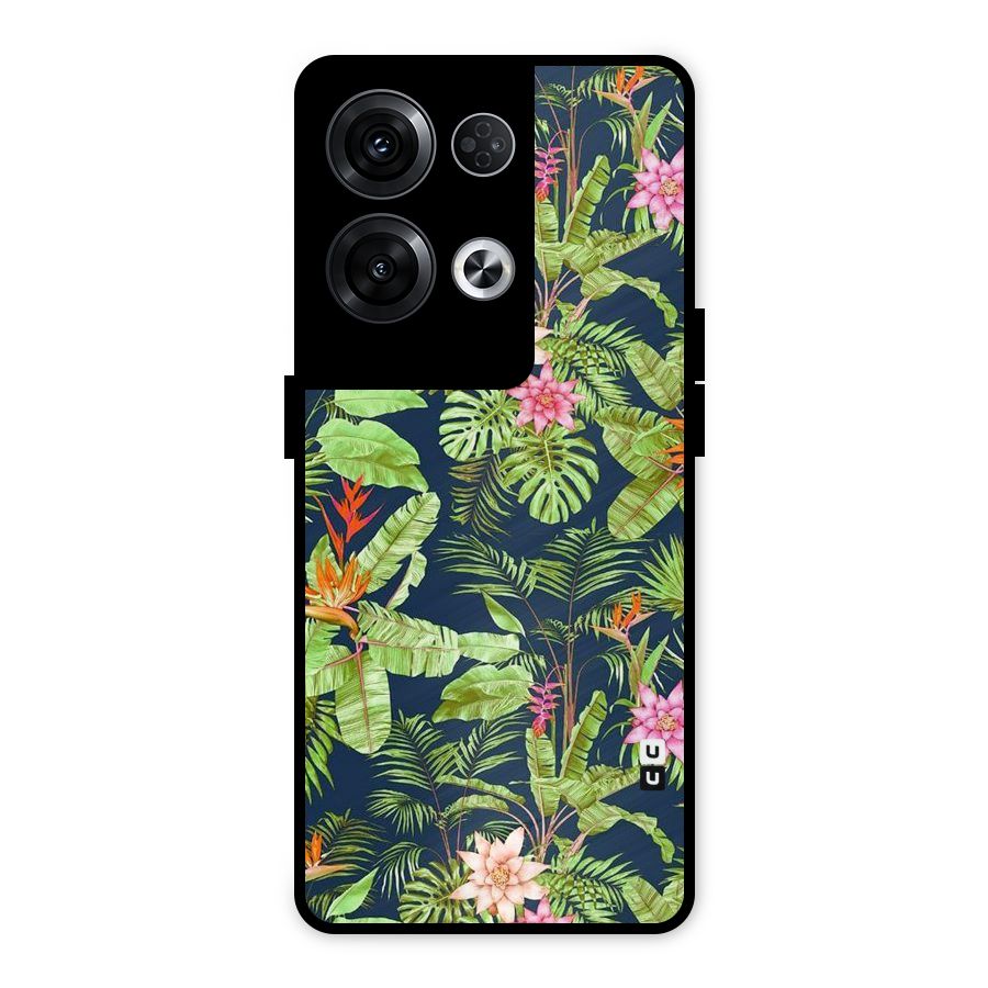 Tiny Flower Leaves Metal Back Case for Oppo Reno8 Pro 5G