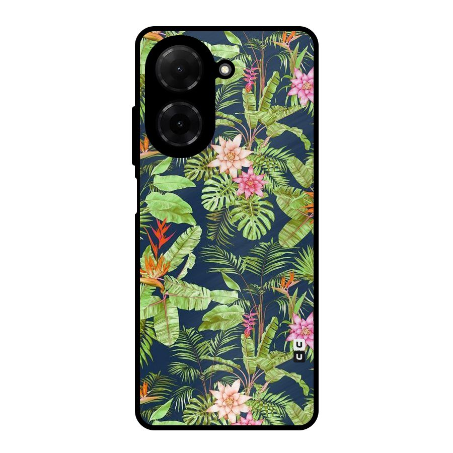 Tiny Flower Leaves Metal Back Case for Poco C71