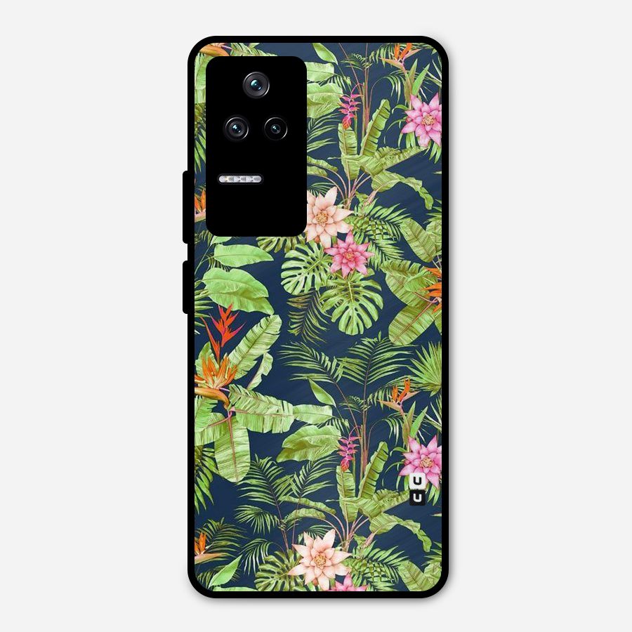 Tiny Flower Leaves Metal Back Case for Poco F4 5G