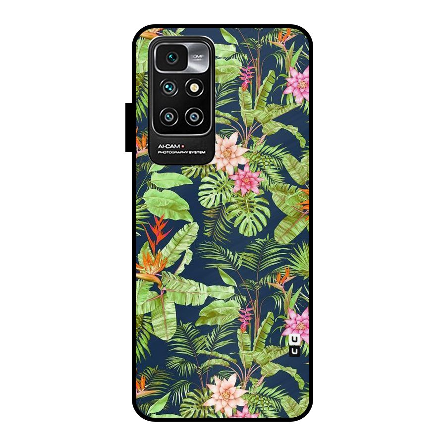 Tiny Flower Leaves Metal Back Case for Redmi 10 Prime