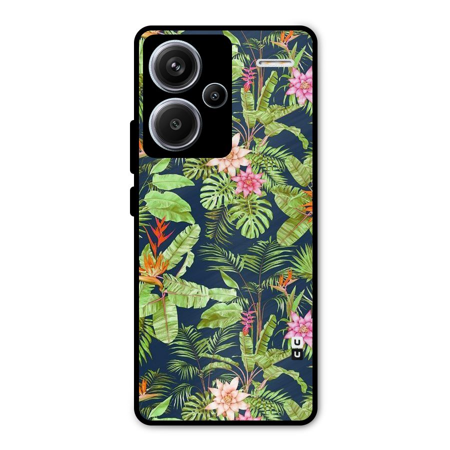 Tiny Flower Leaves Metal Back Case for Redmi Note 13 Pro Plus