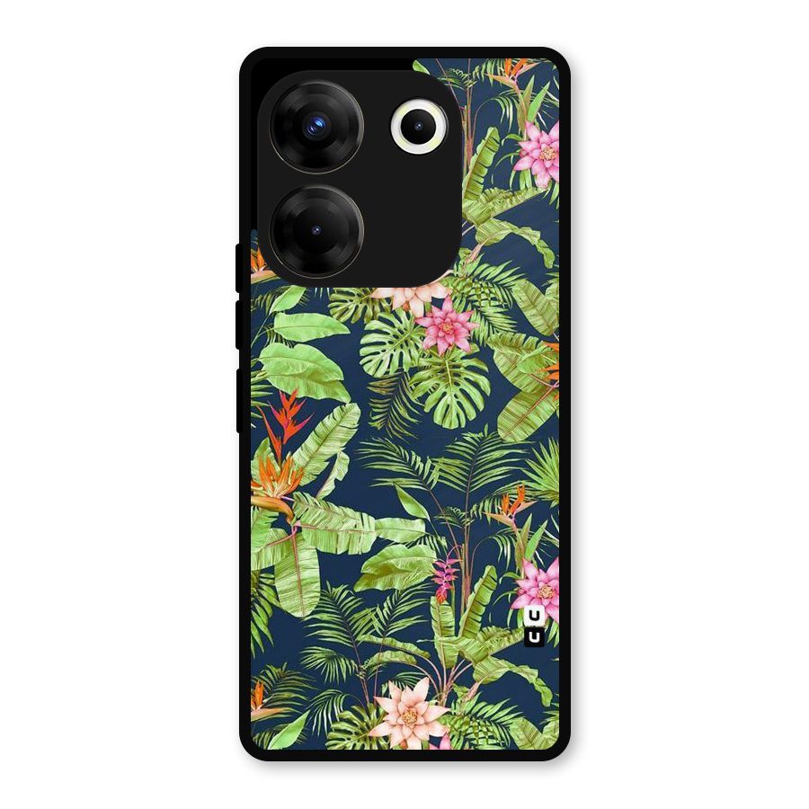 Tiny Flower Leaves Metal Back Case for Tecno Camon 20 Pro