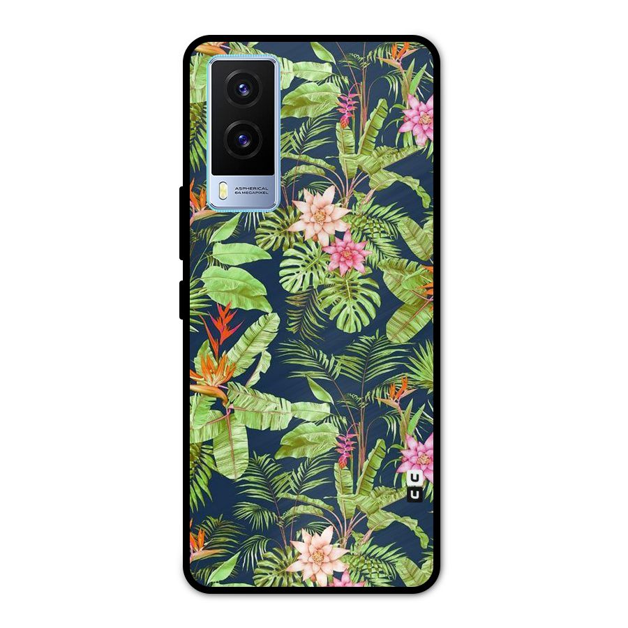 Tiny Flower Leaves Metal Back Case for Vivo V21e 5G