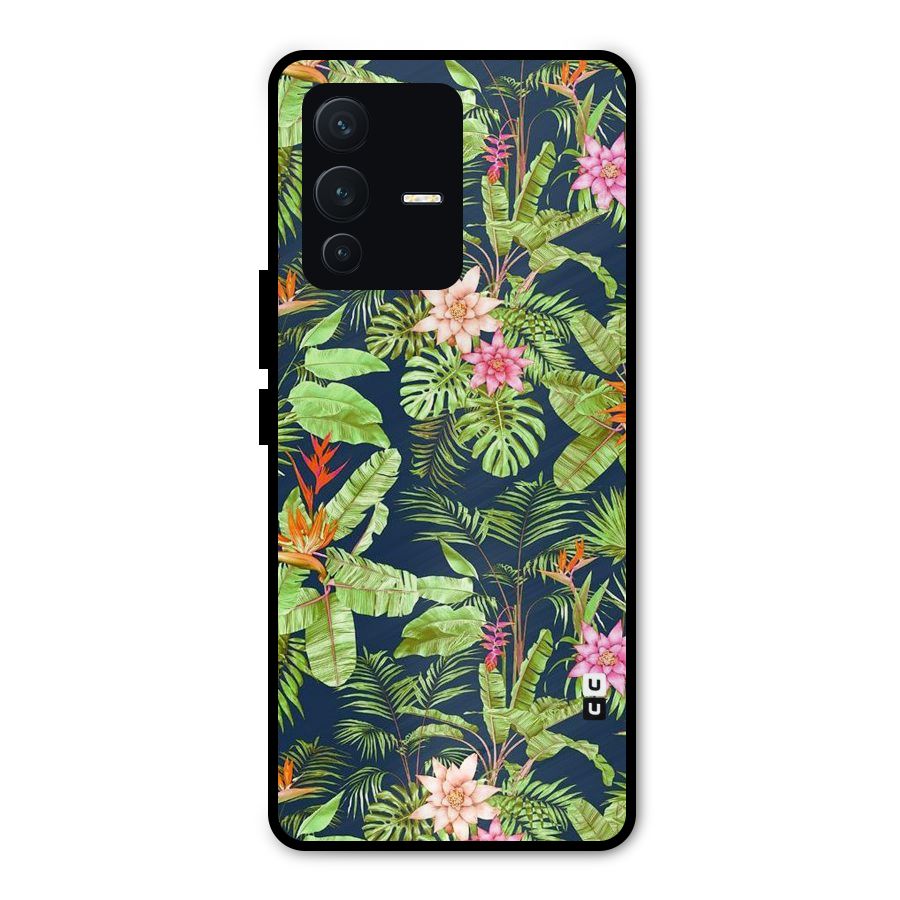 Tiny Flower Leaves Metal Back Case for Vivo V23 Pro