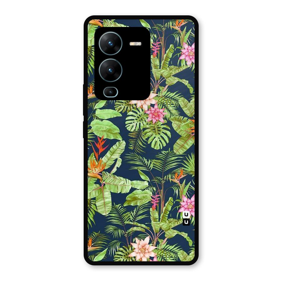 Tiny Flower Leaves Metal Back Case for Vivo V25 Pro
