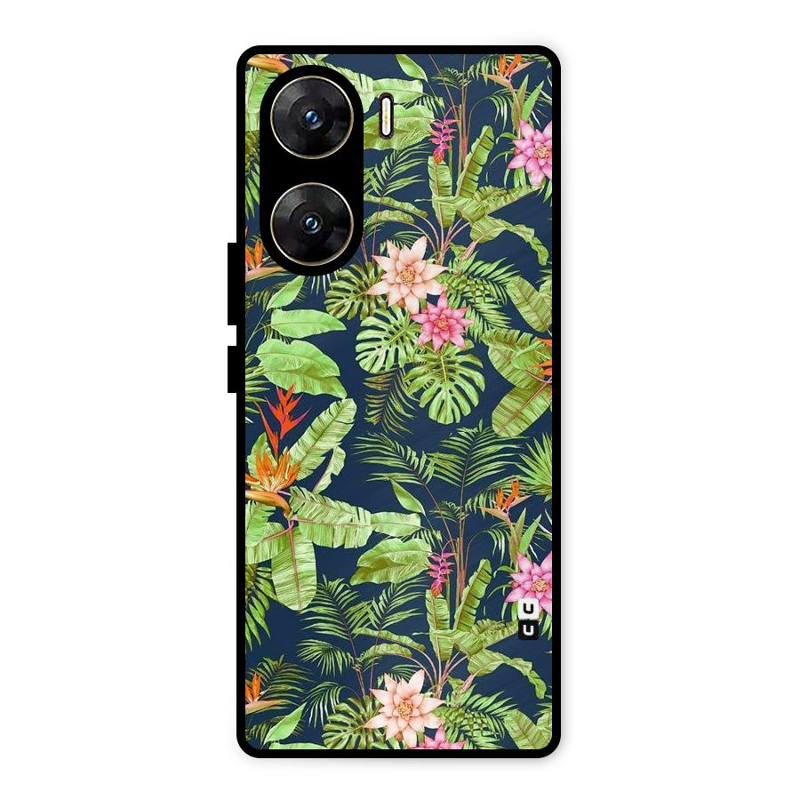 Tiny Flower Leaves Metal Back Case for Vivo V29e