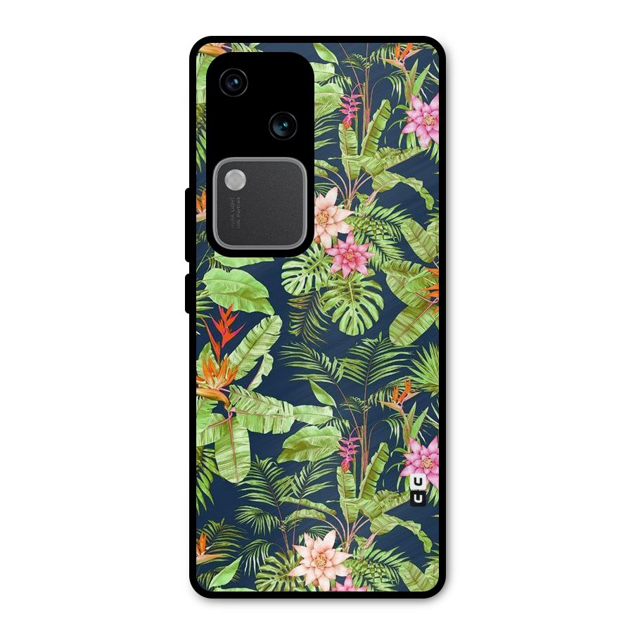 Tiny Flower Leaves Metal Back Case for Vivo V30