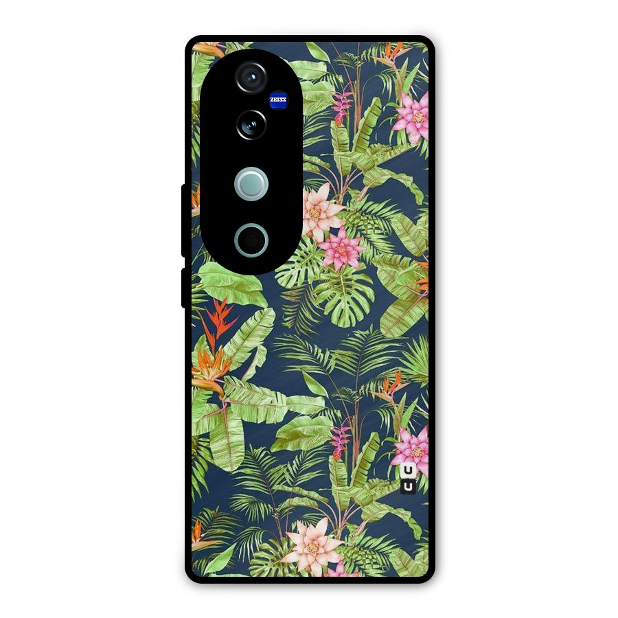 Tiny Flower Leaves Metal Back Case for Vivo V40