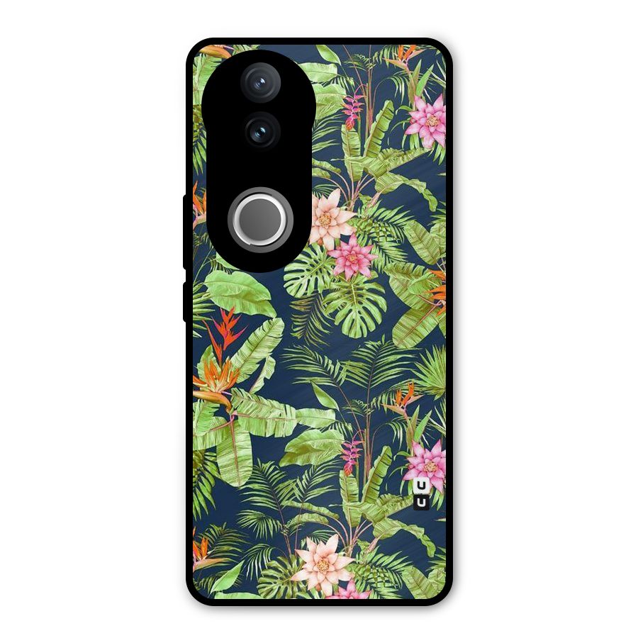 Tiny Flower Leaves Metal Back Case for Vivo V50