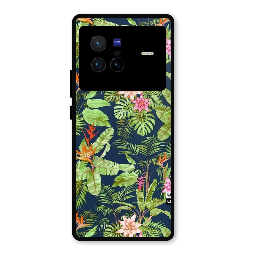 Tiny Flower Leaves Metal Back Case for Vivo X80