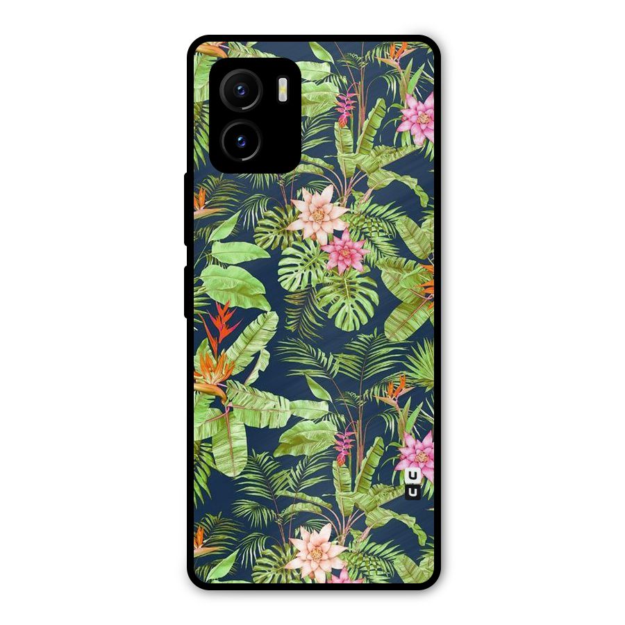 Tiny Flower Leaves Metal Back Case for Vivo Y15s