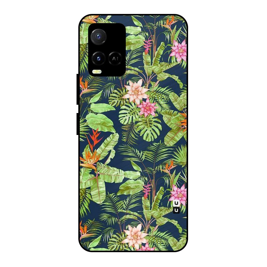 Tiny Flower Leaves Metal Back Case for Vivo Y21