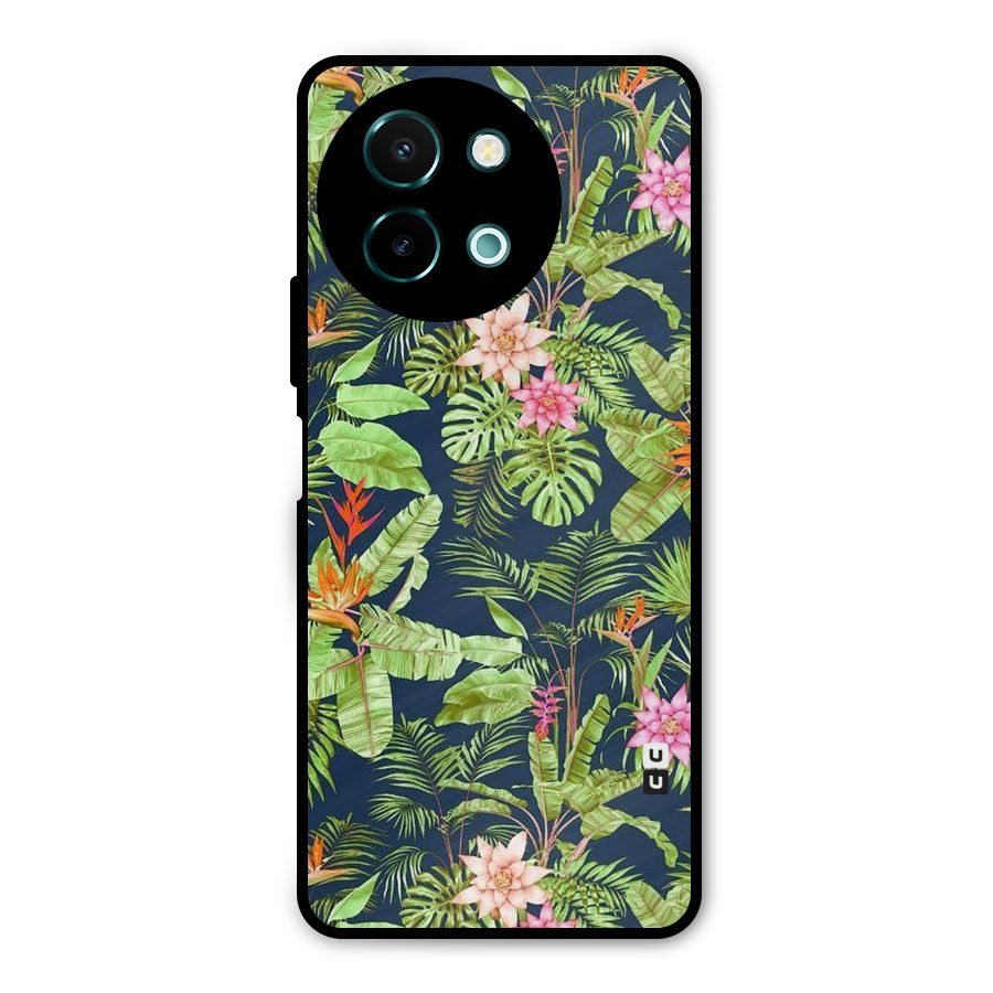 Tiny Flower Leaves Metal Back Case for Vivo Y58