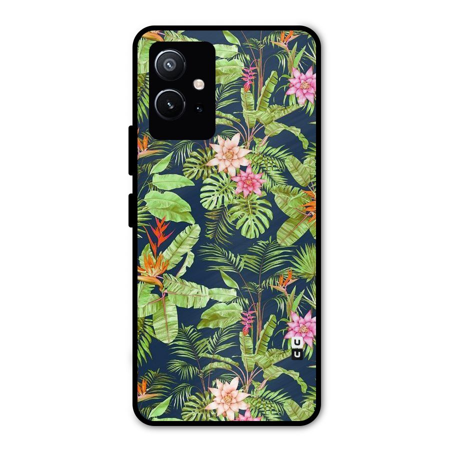 Tiny Flower Leaves Metal Back Case for Vivo Y75 5G