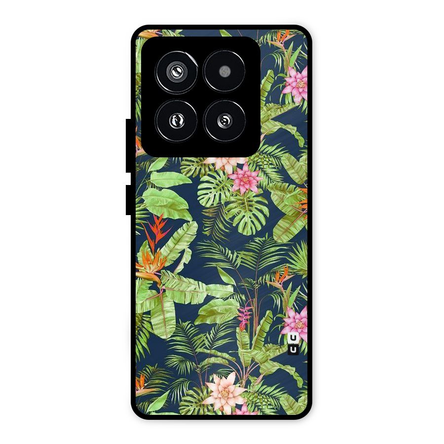 Tiny Flower Leaves Metal Back Case for Xiaomi 14 Pro