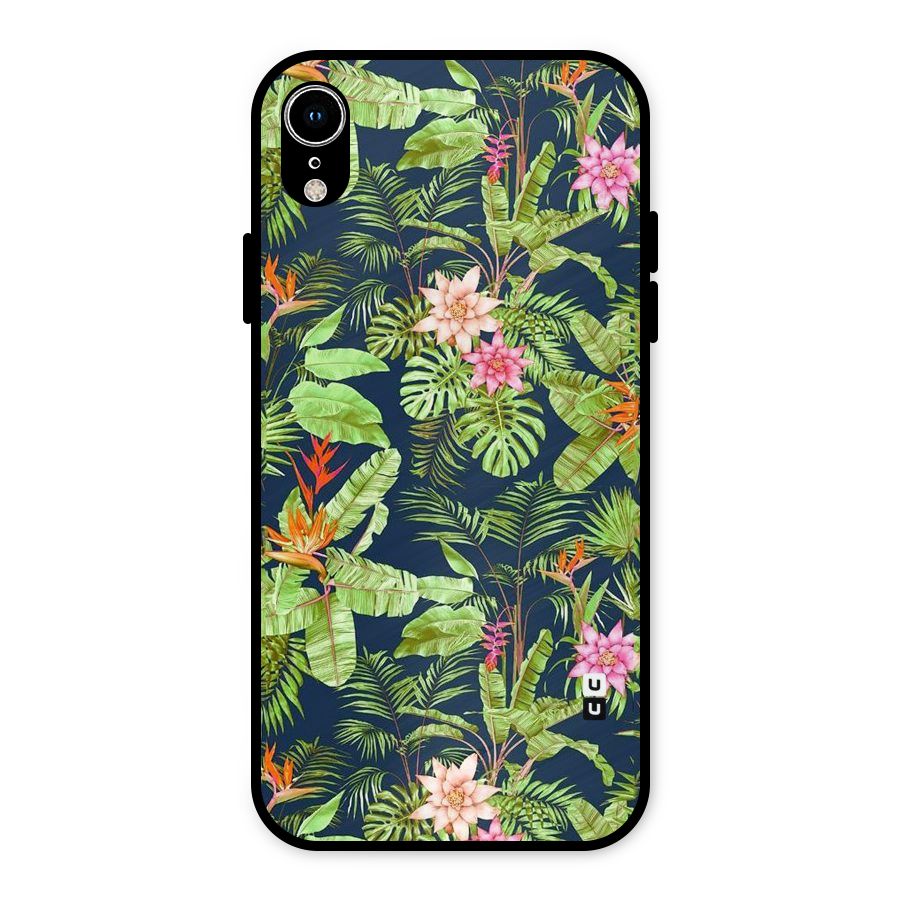Tiny Flower Leaves Metal Back Case for iPhone XR