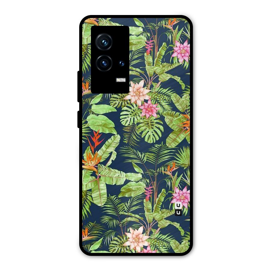Tiny Flower Leaves Metal Back Case for iQOO 9 5G