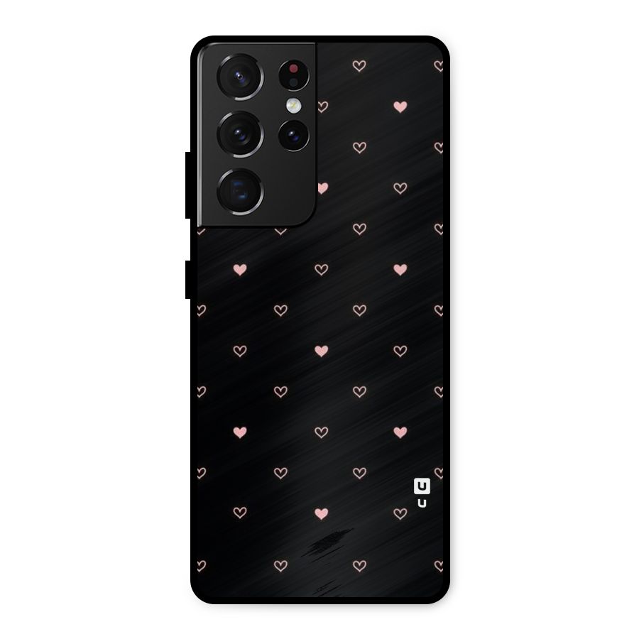 Tiny Little Pink Pattern Metal Back Case for Galaxy S21 Ultra 5G