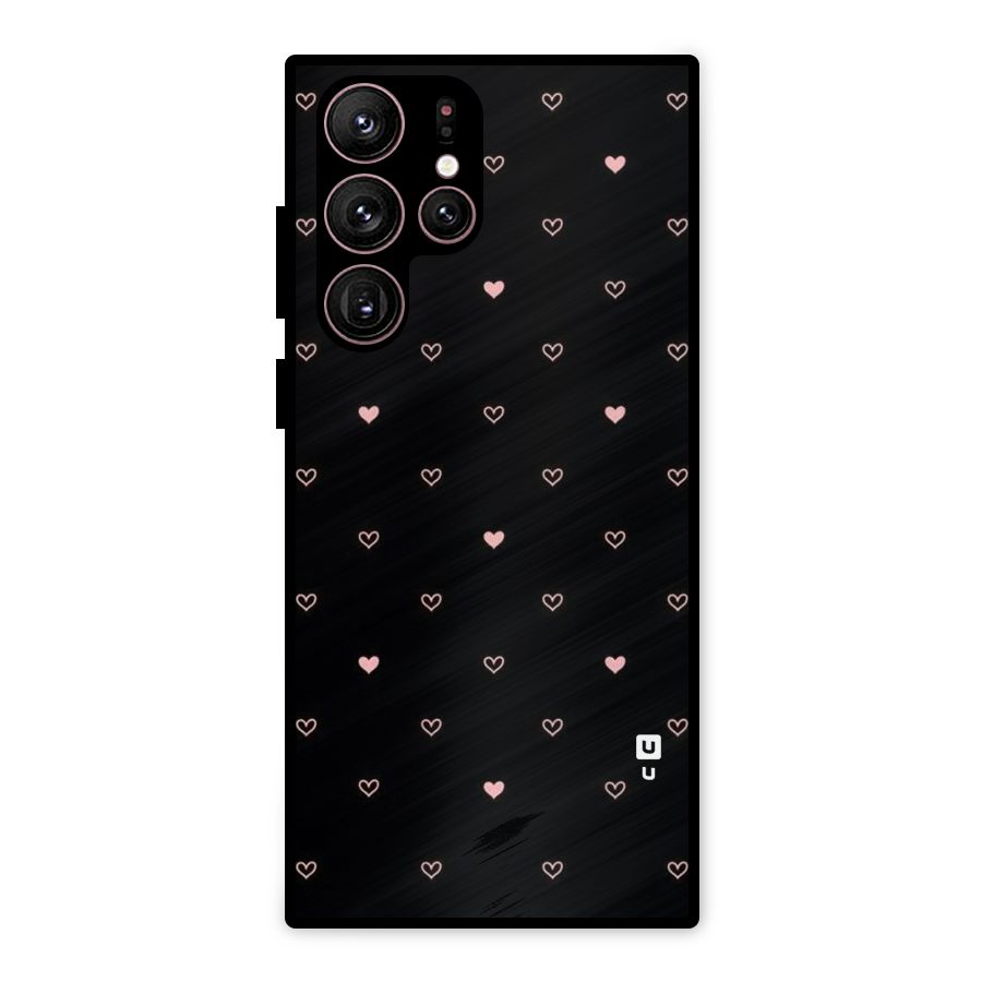 Tiny Little Pink Pattern Metal Back Case for Galaxy S22 Ultra 5G