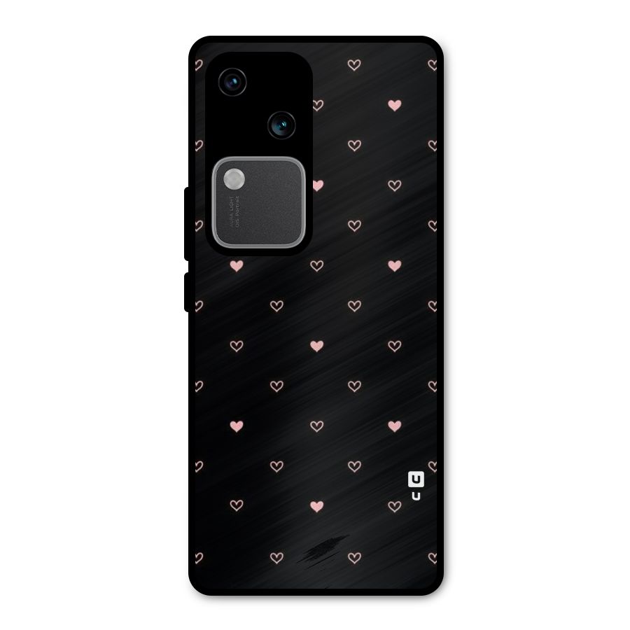 Tiny Little Pink Pattern Metal Back Case for Vivo V30 Pro