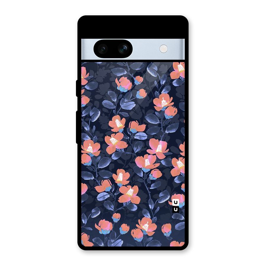 Tiny Peach Flowers Glass Back Case for Google Pixel 7a