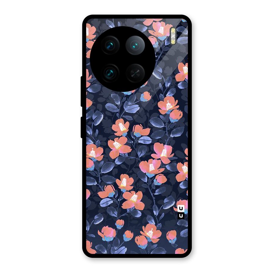 Tiny Peach Flowers Glass Back Case for Vivo X90 Pro
