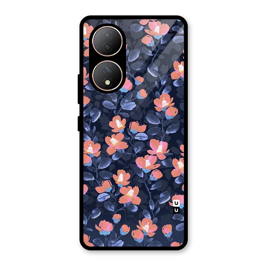 Tiny Peach Flowers Glass Back Case for Vivo Y100A