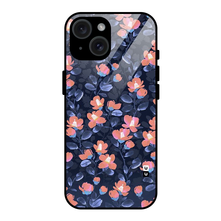 Tiny Peach Flowers Glass Back Case for iPhone 15