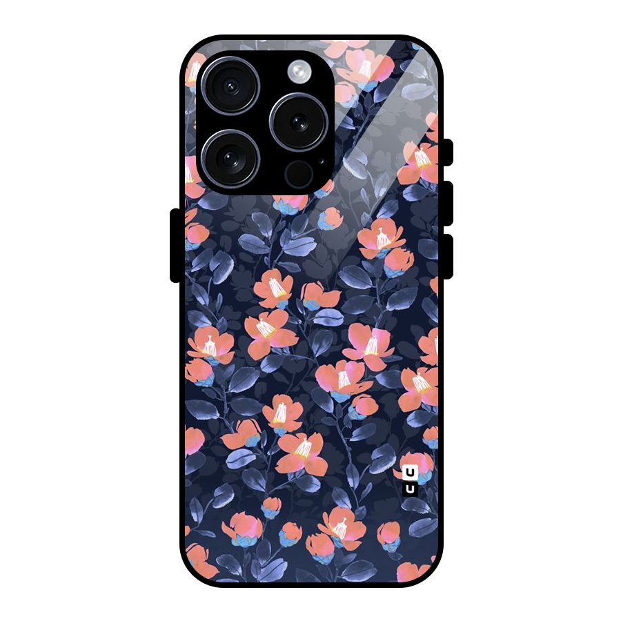 Tiny Peach Flowers Glass Back Case for iPhone 15 Pro