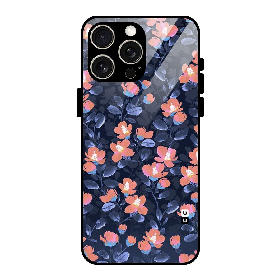 Tiny Peach Flowers Glass Back Case for iPhone 15 Pro Max