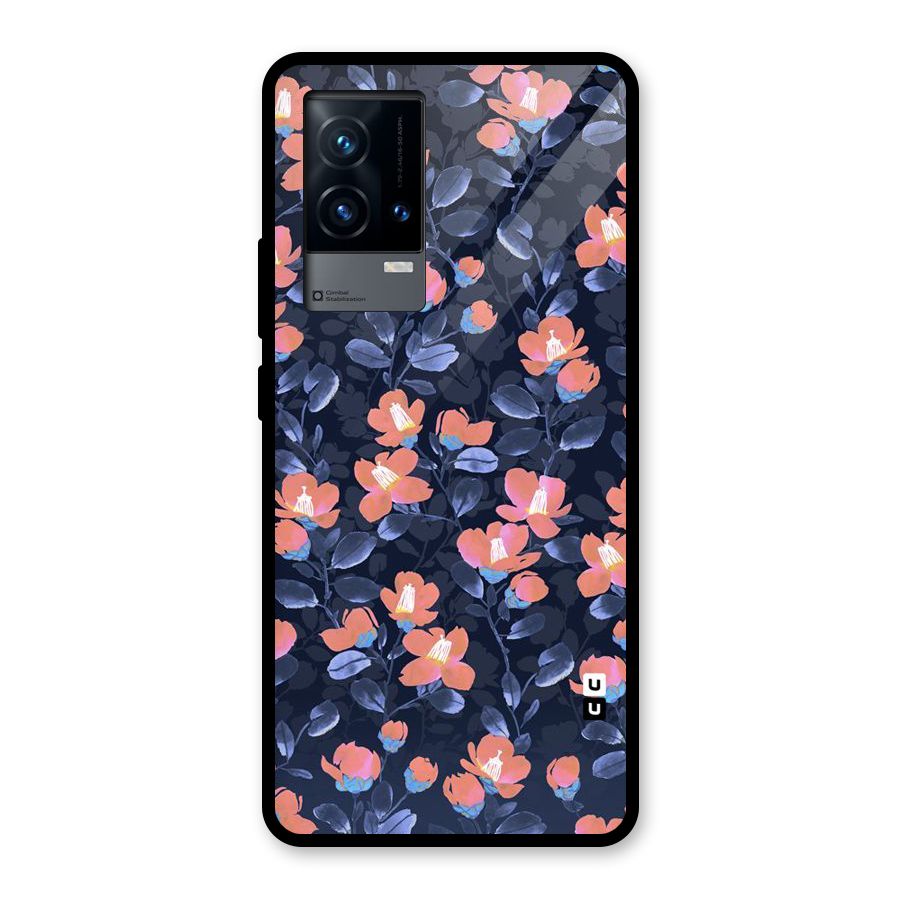 Tiny Peach Flowers Glass Back Case for iQOO 9 5G