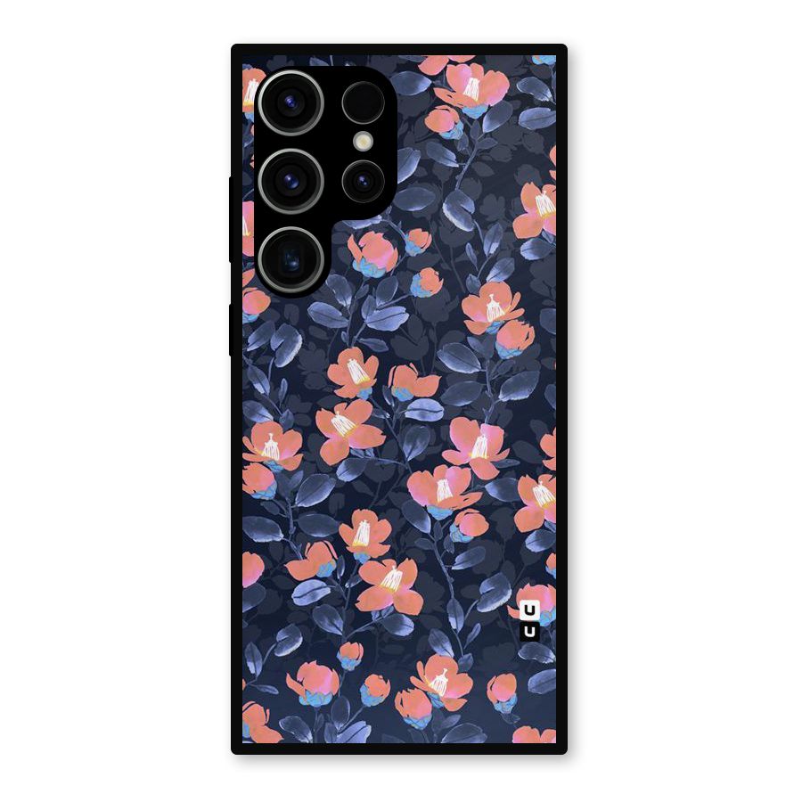 Tiny Peach Flowers Metal Back Case for Galaxy S23 Ultra