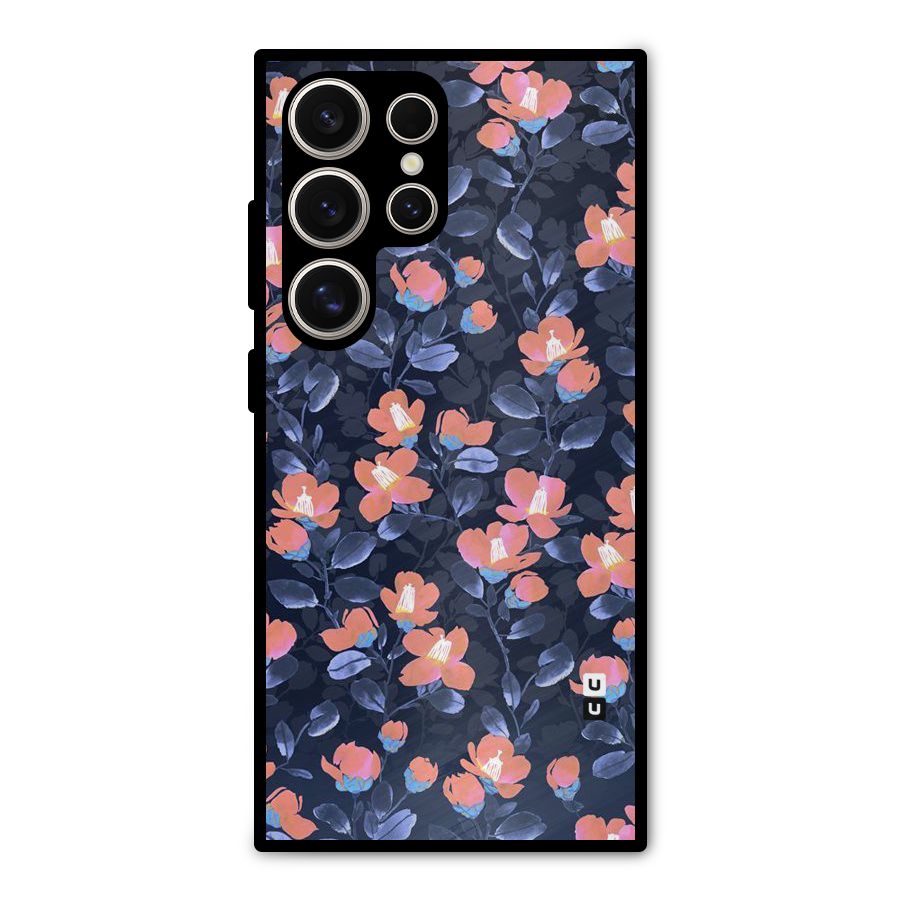 Tiny Peach Flowers Metal Back Case for Galaxy S24 Ultra