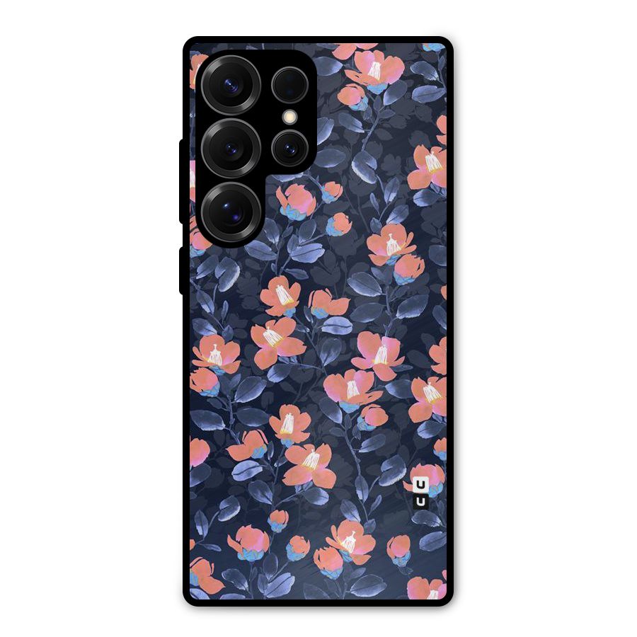 Tiny Peach Flowers Metal Back Case for Galaxy S25 Ultra