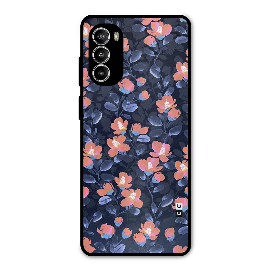 Tiny Peach Flowers Metal Back Case for Moto G82