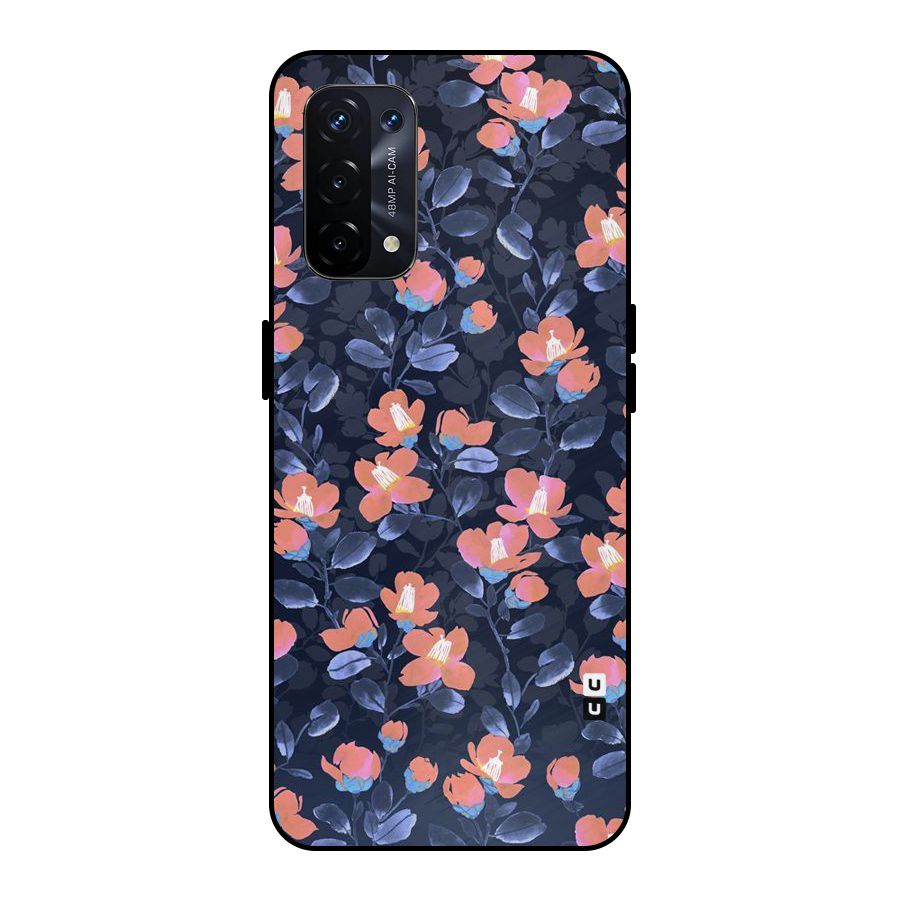 Tiny Peach Flowers Metal Back Case for Oppo A74 5G