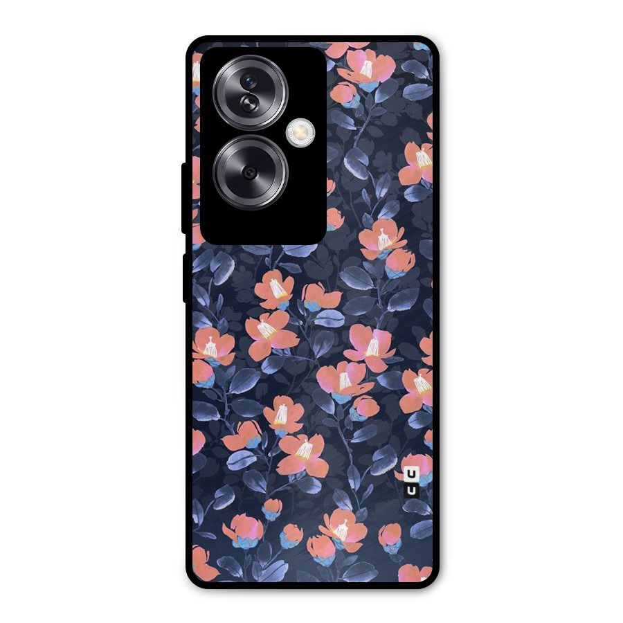 Tiny Peach Flowers Metal Back Case for Oppo A79 5G